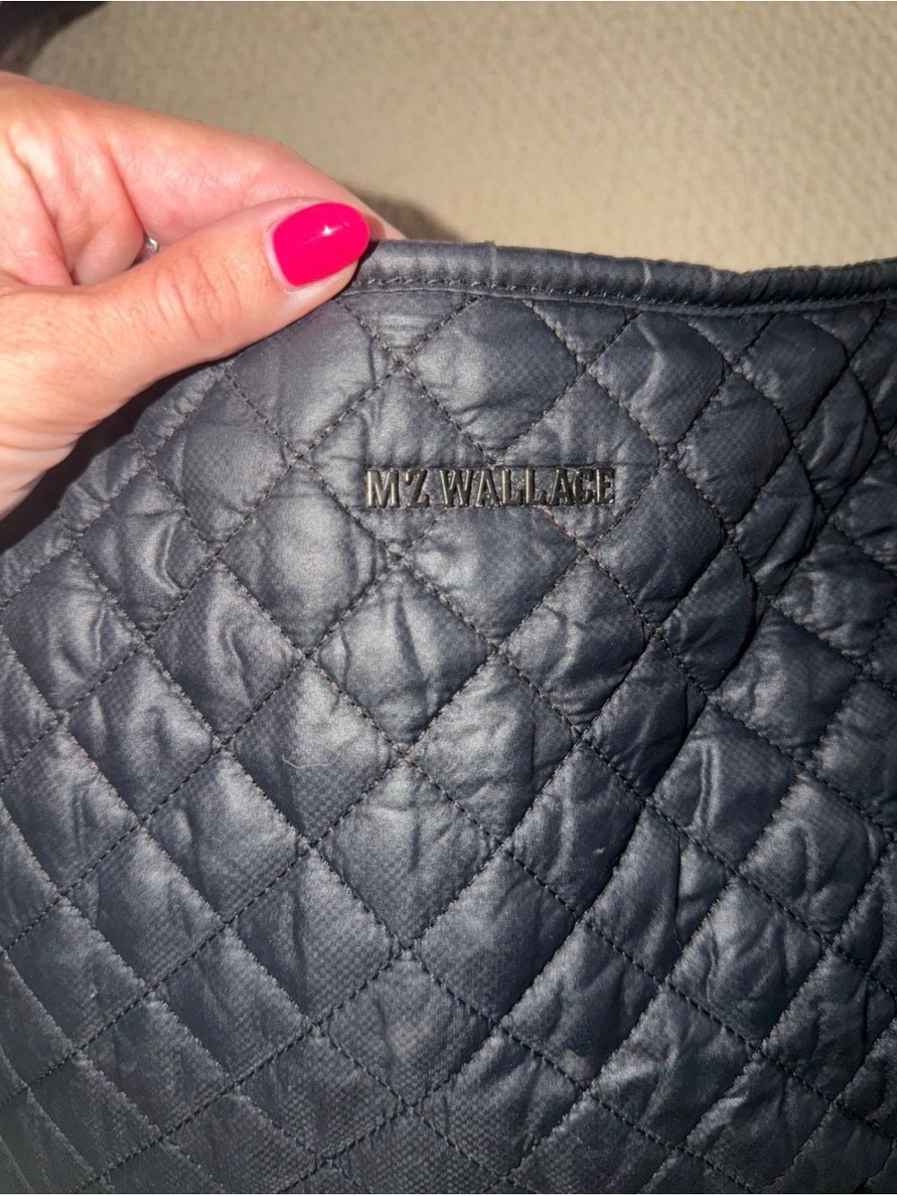 MZ WALLACE Quilted Black Nylon Panel with Logo